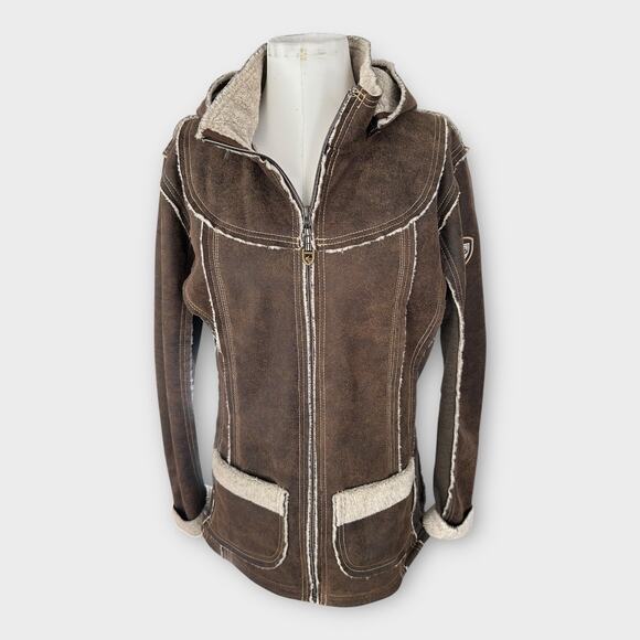 Kuhl Dani Sherpa Trench Jacket Projekt in Oak Brown Women's size Large Gorpcore - Picture 1 of 14